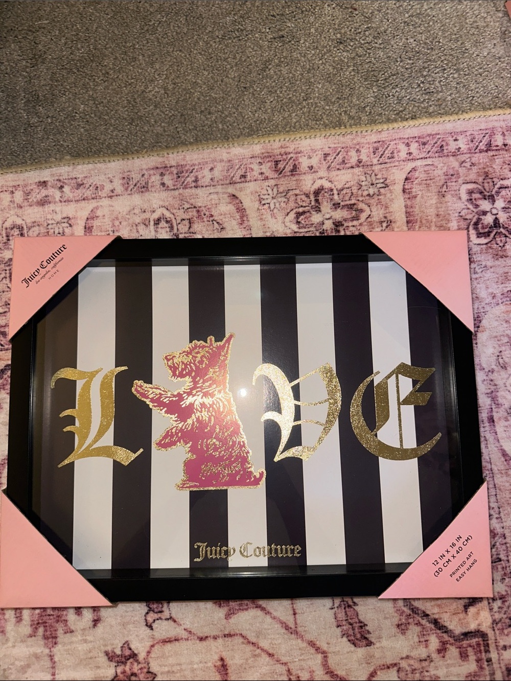 Juicy Couture Black White Pink Gold LOVE Wall Art
